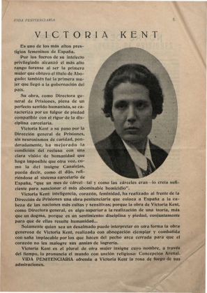Semblanza de Victoria Kent en la revista profesional Vida Penitenciaria (20-6-1932).