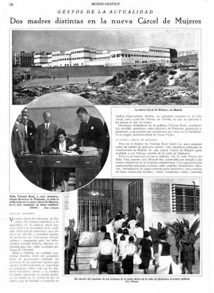 Artículo de la revista Mundo Gráfico que reproduce una instantánea del traslado de reclusas de Quiñones a Ventas (11/10/1935).