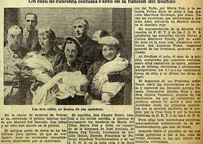 Noticia del semanario Redención, 13/05/1939.