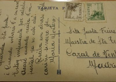 Tarjeta postal de Vicenta García Fernández-Villanueva enviada a Justa Freire. 30.03.1940. Legado Justa Freire. Fundación Ángel Llorca.